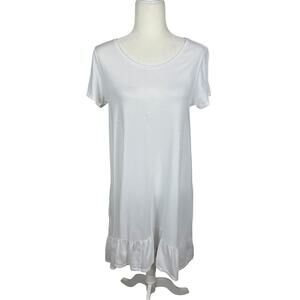 Peruvian Connection Pima Cotton Ruffled Midi Dress Cottage Boho White Sz Small